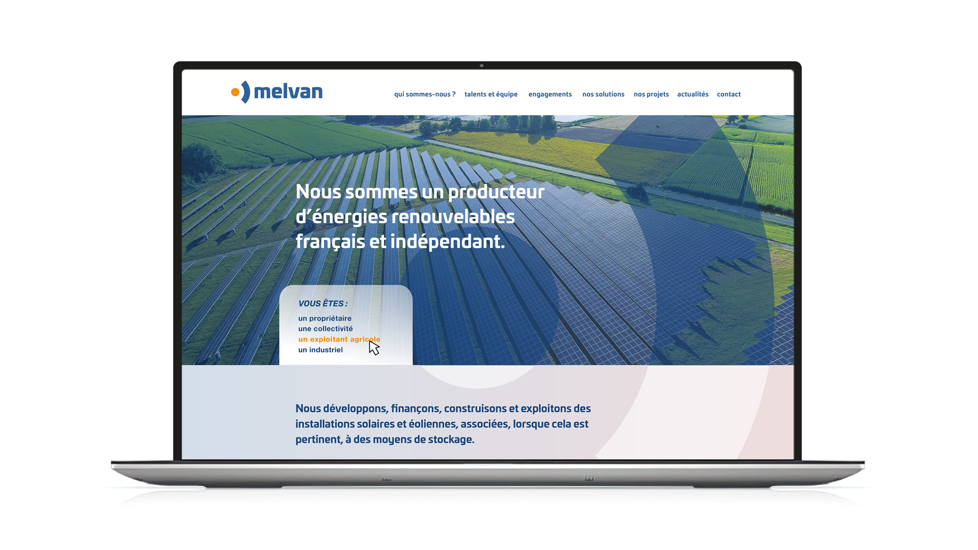 Melvan website homepage